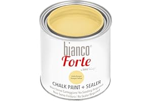 Bianco Forte - Pompeji-Gelb - (250ml) - 2-in-1 Kreidefarbe & Versiegelung: Hochbeständige Farbe für Möbel, Schränke, Wände & Türen – Schnelltrocknend, Innen/Außen, Mattes Finish, Einfache Anwendung