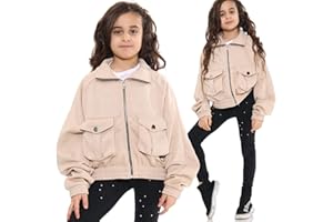 A2Z 4 Kids Chaquetas cortas de forro polar con cremallera para niñas, elegantes bolsillos utilitarios, a la moda, gruesas, para nueva edad 7, 8, 9, 10, 11, 12, 13 años