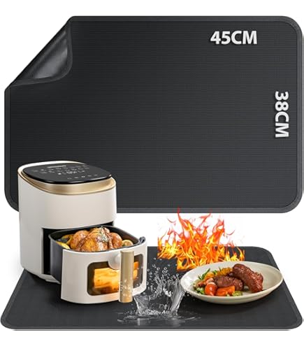 3 stuks hittebestendige matten voor heteluchtfriteuse, 40 x 30 cm vilten hittebestendige mat, keukenwerkbladbeschermer met schuifregelaars voor Ninja Airfryer, Koffiezetapparaat, Mixer, Magnetron