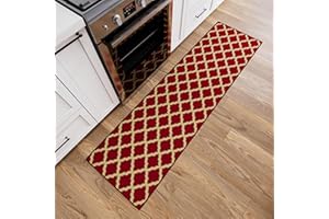 Ottomanson Ottohome Collection elegancki dywan z kratką, antypoślizgowy, 57 x 210 cm, czerwony