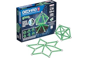 Geomag Glow 42 Pièces Jeu de Construction magnétique pour Enfants, Cadeau pour garçons et Filles de 5 6 7 8 9 10 11 12 13 Ans, constructions magnétiques, Jeux pour Enfants