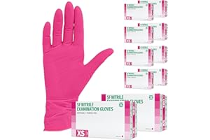 SF MEDICAL PRODUCTS GMBH Guantes Desechables de Nitrilo 1000 (10x100) Unidades Caja, (XS, magenta) Guantes de examen, sin latex, sin polvo, no estériles, disposables medical gloves