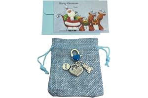 LIBBY'S MARKET PLACE Baby Boy My First Christmas 2025 Keepsake Keyring with Blue Gift Bag and Gift Card