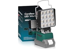 BUKATTADA Cordless Work Light Suitable for Makita 18V Battery Emergency Lighting USB&Type-C Charging Port 2 Lighting Modes Camping Light Emergency Lighting [Batteries not Included] (MT16D)