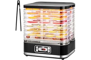 VIVOHOME Disidratatore Elettrico con 8 Vassoi Timer Digitale 72 Ore e Regolazione Della Temperatura per Frutta Verdura Carne Secca Erbe Manzo Funghi