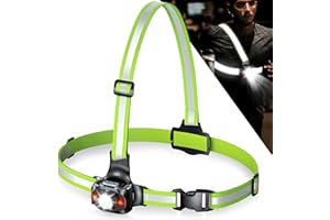 ISEYOU Luce Running, Luce per Corsa Notturna con Nastro Riflettente, IPX4 Impermeabile & 45° Regolabile, 500 Lumen Ricaricabile USB-C Luci Corsa Running per Jogging, Ciclismo, Escursionismo