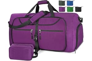 Lubardy Bolsa de Viaje Hombre Plegable Ligera Bolsa Deporte con Compartimento Zapatos 65L 80L 100L Impermeable Bolsa Fin de Semana Maleta de Viaje Weekend Cabina de Equipaje