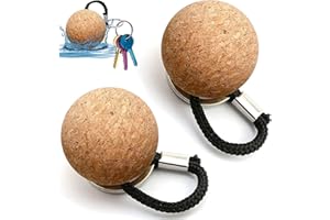 BEAMELY Floating Cork Keyrings, 53mm Floatable Wooden Ball Key Chain Water Buoyant Key Ring Lightweight Water Sports Accessories for Swimming Diving Fishing Canoeing Sailing Kayaking Marine Boat