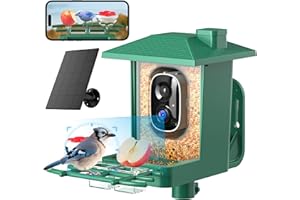 VIMKIM Vogelhaus mit Kamera Outdoor Solar Vogelfutterspender: 2K WLAN Vogelfutterhaus Wetterfest IP66 - Geschenke FüR Vogelliebhaber Ai Verfolgung EichhöRnchensicher - Bird Feeder Camera