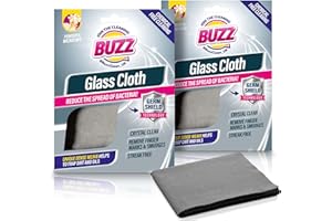 JOIN THE CLEANING BUZZ Buzz 2pk Glass Cloth with Germ Shield, 39cm x 49cm Glasses Cloth for Streak-Free Microfibre Cleaner, Multipurpose Durable Lens & Screen Cleaning, Crafted with Soft Material, Absorbs Oil & Dirt