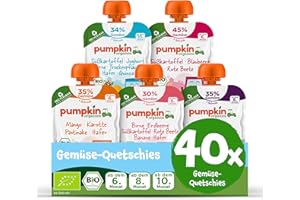 Pumpkin Organics 40er Pack QUERBEET Bio Gemüse-Quetschies - Quetschie ohne Zuckerzusatz¹ - Babynahrung für Babys ab dem 10. Monat - Bestsellerpaket (40x100g)