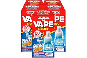 EUROCALI Vape Ricarica Liquida Classic 60 Notti per Diffusore Elettrico Insetticida Zanzare Comuni Tigre e Mosche Presidio Medico Chirurgico - 5 Confezioni