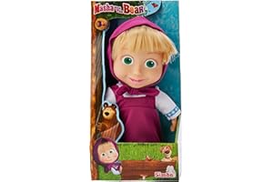 SIMBA TOYS Simba 109306372 Masza i Niedźwiedź Oficjalna licencjonowana Miękka lalka - przytulanka w klasycznej sukience bohaterki 23 cm, dla dzieci od 3 lat