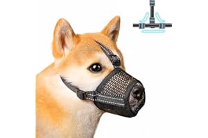 ANIEPAA Museruola Traspirante Cani, Museruola per Cani, Museruola a Rete Morbida Anti-Morso, Museruola per Animali Domestici con anello regolabile bevibile, per cani di taglia piccola, media e grande (XXL)