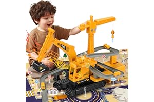FUUTILAKE Kids' Construction Truck Toy with Excavator, Crane and Race Track Modes, Ages 3-7 Kids Excavator Crane Toys A for Every Occasion