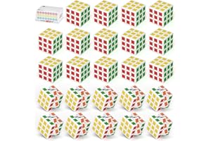ROXENDA Mini Cubo Magico 24 pezzi, Stickerless 3x3 Speed Cube, mini cubi set di bomboniere cubo per Bambini Cubo di Velocità e Premi in Classe per Studenti
