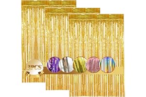 DAITY Lametta Vorhänge 3pcs Glitzervorhang, 3pcs Glitzervorhang Fringe, Folienfransen Vorhang 1m x 2m für Geburtstage Festivals Party ​Bühnendekor