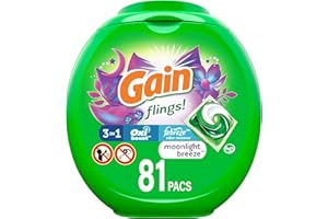 GAIN ¡Ganad las aventuras! Detergente de lavandería Pacs plus Aroma Pot, aroma a brisa lunar, compatible con HE, 81 unidades (el embalaje puede variar)