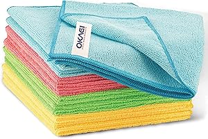 ‎OKAEI Okaei Mikrofasertücher 12 Stück, Reinigungstücher, Geschirrtücher, Microfasertücher, Putztücher Putzlappen, Fenster Tücher, Allzwecktücher, Sehr Saugfähig, 32x32 cm, Grammatur: 280g/m²