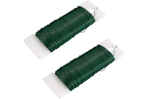 Elcoho 2 Roll Green Florists Wire Flexible Paddle Wire for DIY Crafts, Christmas Garland, Wreaths, Flower Bouquets and Floral Arrangements