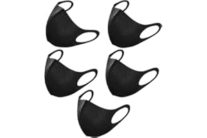 EverestBeauty Black Face Mask Cover Bandana Balaclavas, 2-Layer Unisex Reusable Fashion Washable face mask (Pack 5, Black)