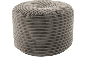 ‎LOFT 25 Loft 25 Runder Beanbag Fußhocker | Wohnzimmer Jumbo Cord Fußstütze für den Innenbereich | Leichter Gaming Pouf für Erwachsene | Langlebig Ergonomisches Design für Stunden der Entspannung (Holzkohle)