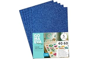 m-office Fogli di Gomma Eva Colorata Glitterata, Gomma Crepla per Scrapbooking, Scuola, Cartoncini Creativi, Lavoretti, Torte Scenografiche, Scuola o Progetti Artistici 40x60cm (Blu scuro, 5uds)