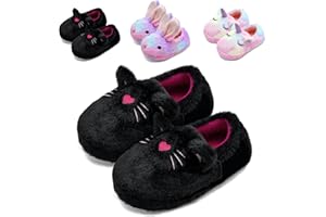 WateLves Kids Cute Bunny Unicorn Cat Girls Boys Slippers - Children's Closed-back Warm House Anti-slip Fluffy Slippers