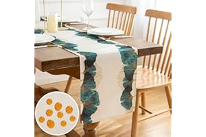 INHOBBOK Runner da Tavolo Moderno Blu Verde Oro Ginkgo Foglie Lavabile Runner per il Tavolo Runner Tavola Poliestere Impermeabile Runner Tavolo Decorazione per Tavolo da Pranzo Agriturismo Feste 33x183cm