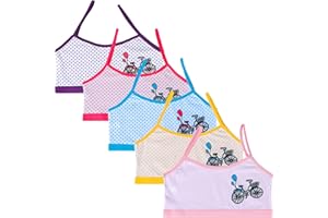 EDS Service Girls Sports Bra, 5 Pack Cotton Crop Top Bra for Kids, Non Padded First Training Bra for Age 7-12 Years