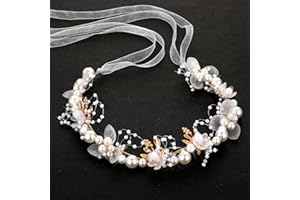 Amaxiu Akcesoria do włosów dla dzieci Dziewczyny, Ślubna ozdoba na głowę dla dziewczynki z kwiatami Opaska na głowę Księżniczki Akcesoria do włosów dla dzieci Dziewczęta i kobiety (białe)