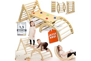 Lululearn® Klettergerüst [FALTBAR] ideal für Indoor & Outdoor-Bereich - Kletterdreieck & Kletterbogen, Lernspielzeug ab 1 Jahr, Montessori Spielzeug für aktives Spielen - Jetzt Entdecken! (Natural)