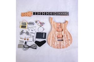 Coban GuitarsElectric Guitar DIY Kit PR815 Bolt on Neck Mahogany with Spalted Maple Veneer Hardware Chrome with Cream Fitting