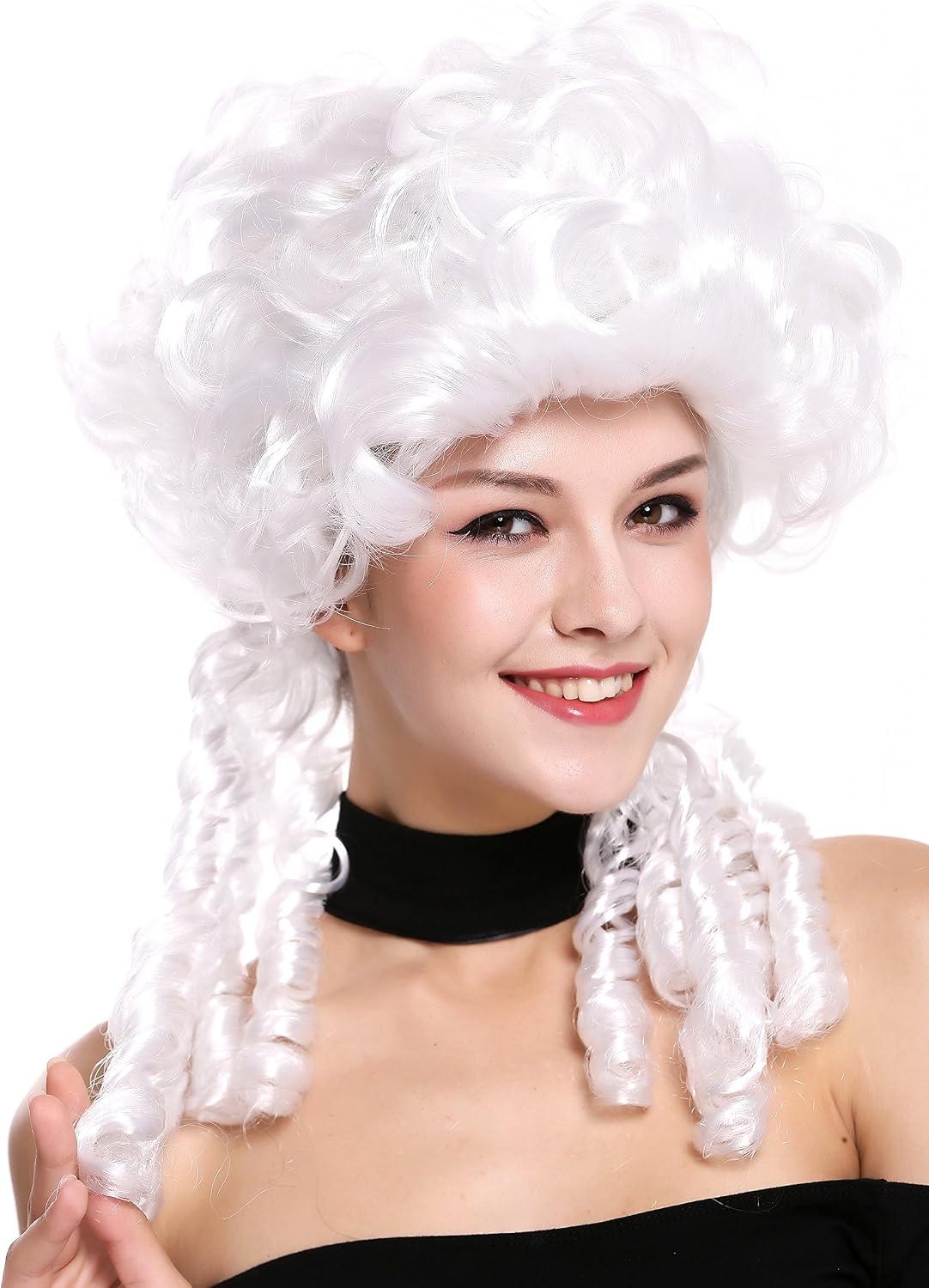 WIG ME UP- DH1009-ZA62 Peluca señoras Mujer Carnaval Barroco Renacimiento Romanticismo menina Princesa rizos Espiral bucles Blanca