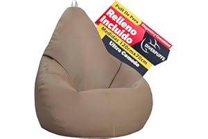 Diverpuff Puff Pera XXL Taupe Exterior con Relleno Incluido Ultra Cómodo para Leer Jugar o Descansar Ideal para Niños y Adultos Diseño Interior Exterior Antiestrés Uso Diario Salón Dormitorio Relax