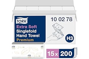Tork extra weiche Zickzack Papierhandtücher Premium 100278 - H3 Falthandtücher für Zickzack Papierhandtuchspender - besonders