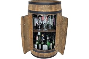 WEECO Botte di legno con sportello. Mobile bar per vino con porta, whisky, birra e altri alcolici Armadietto per bevande, portabottiglie di vino, Botte Di Vino, Credenza per liquori, Decorazione retrò