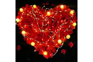WAKISAKI (12 unità) Candele elettriche a LED senza fiamma, lumini, in bundle con (300 pezzi) petali di rosa finti artificiali e strisce LED da 600 cm, per decorazioni romantiche (12 luci + 300 petali)