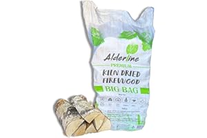 Alderline Premium Kiln-Dried Birch Hardwood Logs 20kg - Ready to Burn firewood - Smokeless fire logs for wood burners, Stoves, Fire Pits