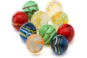ARSUK – Lot de 10 Grosses Billes en Verre Fait Main 25 mm – Billes Multicolores pour Enfants, Jeux, Collection et Décoration