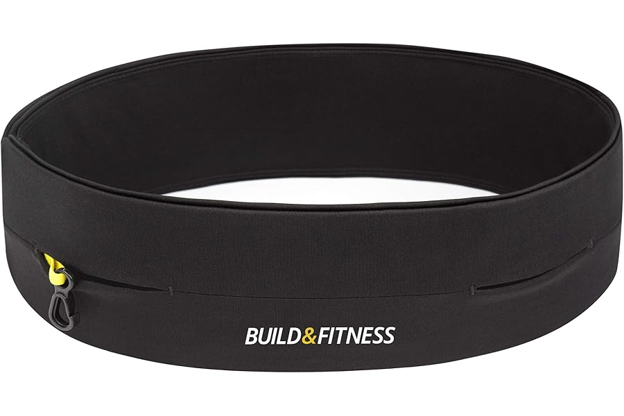 Build & Fitness Running Belt, Flip Waist Pouch, Internal Key Clip, Phone Holder for Men and Women, Lightweight, Slim, Comfortable, fits All Samsung's, iPhone's