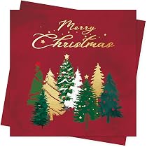 Weihnachtsservietten 'XMAS-GREETINGS' Bordeaux – 3-lagiges Tissue, 33x33 Cm, 20 Stück | Für Festliche Tische