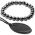 QUANTHOR Shungite Stones Protection Necklace | Authentic from Karelia Shungite Crystal with Carbon Fullerenes | Bad Energy Protection Shungite Necklace