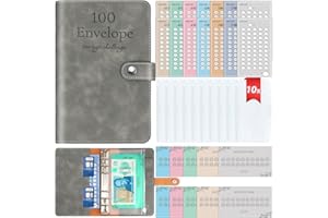 WENMTHG 100 Envelope Challenge Binder, A6 Money Saving Wallet with Upgraded Cash Envelopes, Budget Savings Challenge Book with 24 Money Saving Trackers to Save £5050, £500, £1000, £2000, £5000, £10000 etc