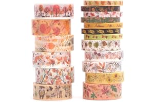 Songdao 18 rouleaux Saisons Fleurs Washi Tape Set, Ruban Adhésif Décoratif Masking Tapes pour Arts, Bullet Journal, Scrapbooking, Bricolage, Emballage (Autumn)