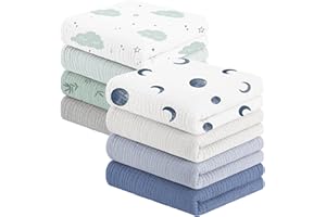 Susurration 100% Muselinas Bebe Algodon,Paquete de 8 Unidades para Niños y Niñas, Suaves, Transpirables y Extremadamente Absorbentes, 60 x 60 cm (Blau-Grün)