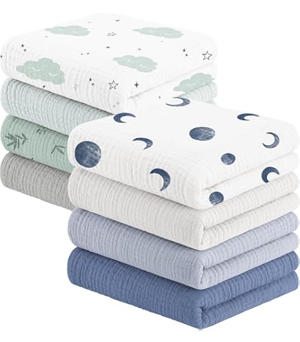 Lot De 4 Langes Bébé 100% Coton Bio GOTS 60x60cm - Mousseline Douce Et Absorbante