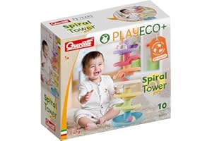 Quercetti Play Eco+ Spiral Tower Evo Set for Babies and Toddlers, Marble Run Race Track Tower, Set Includes 3 Large Marbles