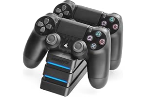 Snakebyte PS4 TWIN:CHARGE 4 - PlayStation 4 charging station for DualShock 4-Controller, charger kit for 2 wireless controllers via COM port, LED charge status display, PS4 design, Black