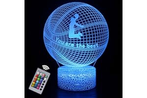 INTUPGD Regalo de baloncesto, Luz de noche Basketball 3d LED lámpara con control remoto 16 colores que cambia para Niños Niñas